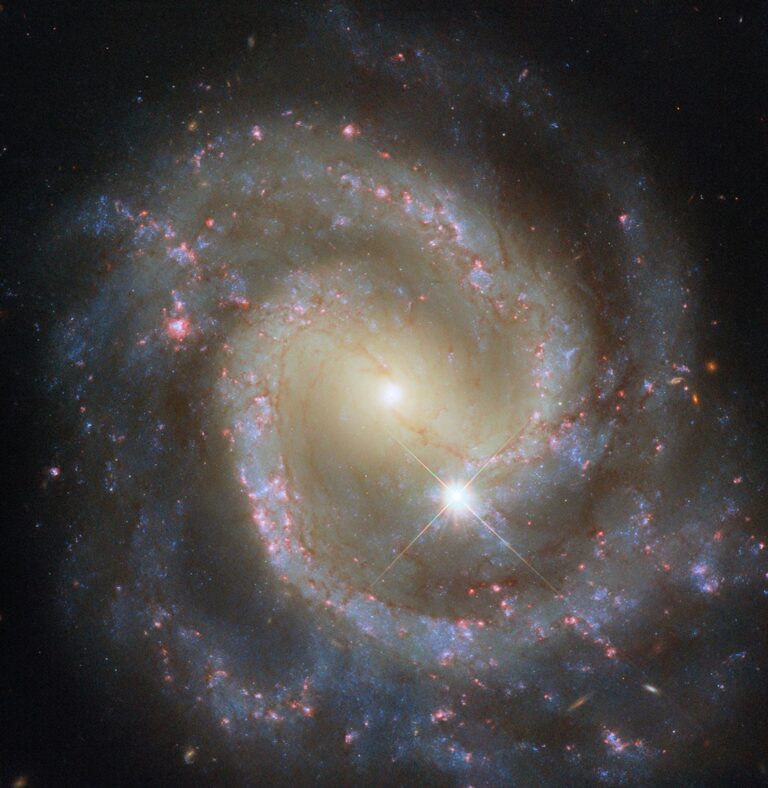 beautiful spiral galaxy is NGC 3507, which is situated about 46 million light-years away in the constellation Leo