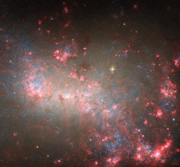 NGC 4449, also known as Caldwell 21, is an irregular Magellanic type galaxy in the constellation Canes Venatici, being located about 13 million light-years away. It was discovered by German-British astronomer William Herschel on 27 April 1788.